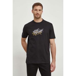 Bavlnené tričko Paul&Shark pánsky, čierna farba, s potlačou