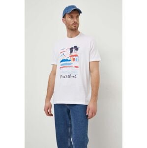 Bavlnené tričko Paul&Shark pánsky, biela farba, s potlačou