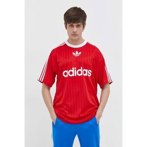 Tričko adidas Originals Adicolor Poly Tee pánske, červená farba, s potlačou, IM9458