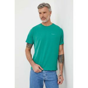 Bavlnené tričko Pepe Jeans Connor pánske, zelená farba, jednofarebné