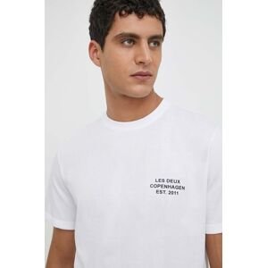 Bavlnené tričko Les Deux pánsky, biela farba, s potlačou, LDM101165