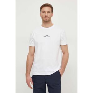 Bavlnené tričko Polo Ralph Lauren pánsky, biela farba, jednofarebný