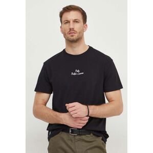 Bavlnené tričko Polo Ralph Lauren pánsky, čierna farba, jednofarebný