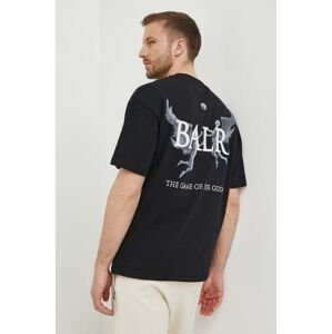 Bavlnené tričko BALR. pánsky, čierna farba, s potlačou