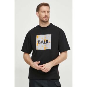 Bavlnené tričko BALR. pánsky, čierna farba, s potlačou