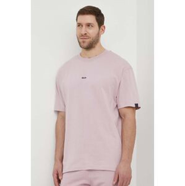 Bavlnené tričko BALR. pánsky, ružová farba, s nášivkou