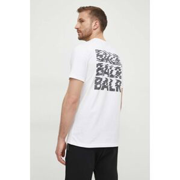 Bavlnené tričko BALR. pánsky, biela farba, s potlačou