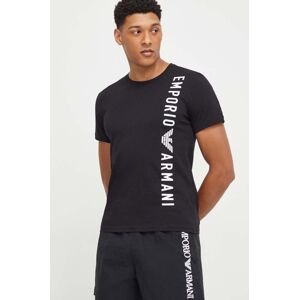 Bavlnené tričko Emporio Armani Underwear pánsky, čierna farba, s potlačou