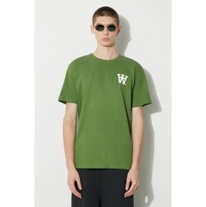 Bavlnené tričko Wood Wood Ace AA Logo pánske, zelená farba, s potlačou, 10285709.2222