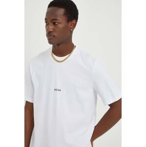 Bavlnené tričko MSGM pánsky,biela farba,s potlačou,3640MM550.247002