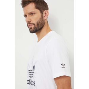 Bavlnené tričko adidas Originals pánsky, biela farba, s potlačou