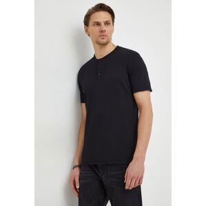 Bavlnené tričko Sisley pánsky, čierna farba, jednofarebný