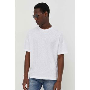 Bavlnené tričko American Vintage T-SHIRT ML COL ROND pánsky, biela farba, jednofarebný, MBYSA02AE24