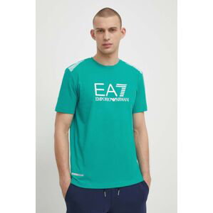 Tričko EA7 Emporio Armani pánsky, zelená farba, s potlačou