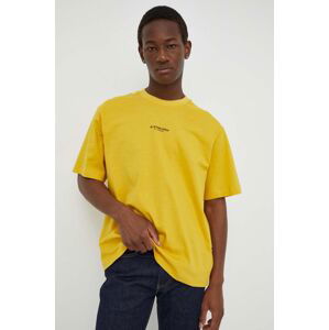 Bavlnené tričko G-Star Raw pánsky, žltá farba, s nášivkou