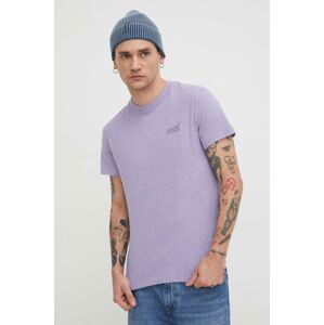 Bavlnené tričko Superdry pánsky, fialová farba, melanžový