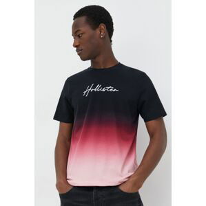 Bavlnené tričko Hollister Co. pánsky, ružová farba, vzorovaný