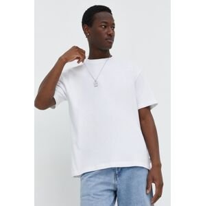 Tričko Hollister Co. pánsky, biela farba, jednofarebný