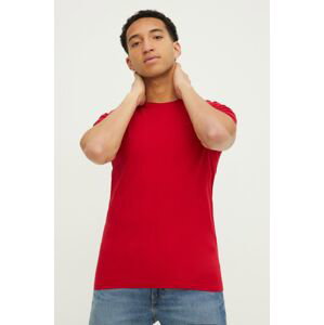 Bavlnené tričko Hollister Co. pánsky, červená farba, jednofarebný