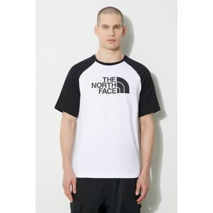 Bavlnené tričko The North Face M S/S Raglan Easy Tee pánske, biela farba, s potlačou, NF0A87N7FN41