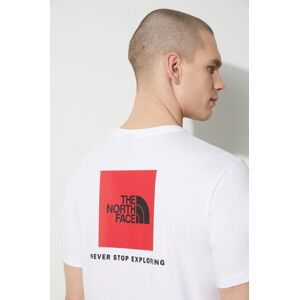 Bavlnené tričko The North Face M S/S Redbox Tee pánske, biela farba, s potlačou, NF0A87NPFN41