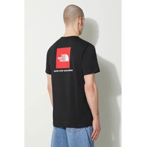 Bavlnené tričko The North Face M S/S Redbox Tee pánske, čierna farba, s potlačou, NF0A87NPJK31