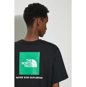 Bavlnené tričko The North Face M S/S Redbox Tee pánske, čierna farba, s potlačou, NF0A87NPYQI1