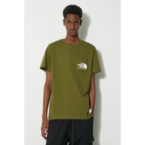 Bavlnené tričko The North Face M Berkeley California Pocket S/S Tee pánske, zelená farba, s potlačou, NF0A87U2PIB1