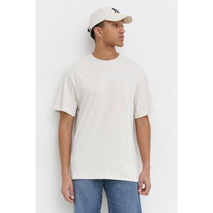 Bavlnené tričko Karl Kani pánsky, béžová farba, jednofarebný
