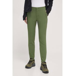 Nohavice Columbia dámske, zelená farba, priliehavé, stredne vysoký pás