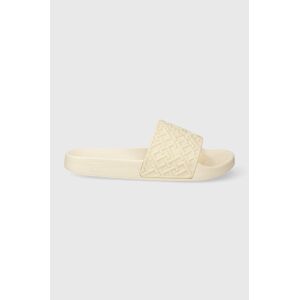 Šľapky Tommy Hilfiger TH MONOGRAM POOL SLIDE dámske, biela farba, FW0FW06987