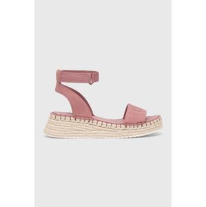 Sandále Calvin Klein Jeans SPORTY WEDGE ROPE SU CON dámske, ružová farba, na platforme, YW0YW00977,