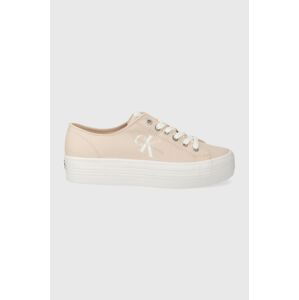 Tenisky Calvin Klein Jeans VULC FLATFORM ESSENTIAL MONO dámske, ružová farba, YW0YW01030