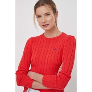 Bavlnený sveter Polo Ralph Lauren červená farba