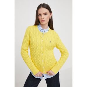 Bavlnený kardigán Polo Ralph Lauren žltá farba