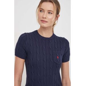 Bavlnený sveter Polo Ralph Lauren tmavomodrá farba