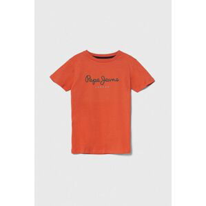 Detské bavlnené tričko Pepe Jeans PJL BJ oranžová farba, s potlačou