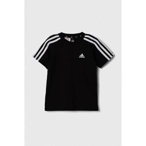Detské bavlnené tričko adidas LK 3S CO čierna farba, jednofarebný