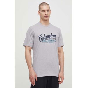 Bavlnené tričko Columbia šedá farba, vzorovaný