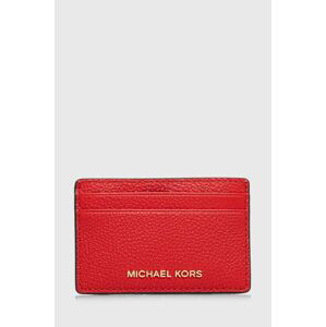 Kožené puzdro na karty MICHAEL Michael Kors červená farba