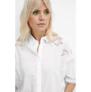 Bavlnená košeľa Medicine dámska, biela farba, regular, s klasickým golierom