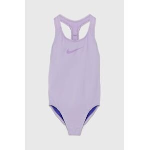 Jednodielne detské plavky Nike Kids fialová farba