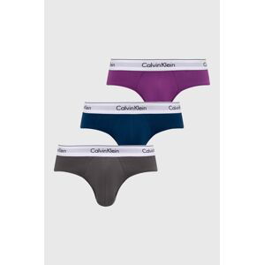 Slipy Calvin Klein Underwear 3-pak pánske,fialová farba,000NB2379A