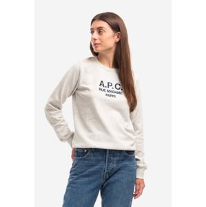 Bavlnená mikina A.P.C. Sweat Tina COEZD-F27561 MARINE dámska, tmavomodrá farba, s nášivkou