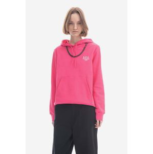 Bavlnená mikina A.P.C. Hoodie Manuela dámska, ružová farba, s kapucňou, s nášivkou COEZD-F27760 BRIGHT PINK