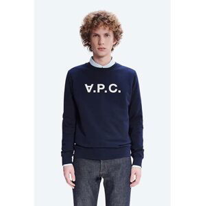 Bavlnená mikina A.P.C. Sweat Vpc COECQ-H27378 BLACK pánska, tmavomodrá farba, s nášivkou