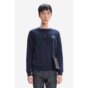 Bavlnená mikina A.P.C. Sweat Rider COEZD-H27699 ECRU CHINE pánska, tmavomodrá farba, jednofarebná