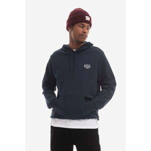 Bavlnená mikina A.P.C. Marvin Hoodie COEZD-H27733 BLACK pánska, tmavomodrá farba, s kapucňou, s nášivkou