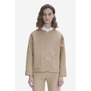 Ľanové sako A.P.C. Blouson Katia béžová farba, oversize, jednofarebná, LIAEO-F02803 BEIGE