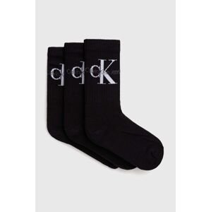 Ponožky Calvin Klein Jeans 3-pak dámske, čierna farba, 701220515